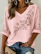 Women'S Breast Cancer Awareness Support Casual V-Neck T-Shirt
