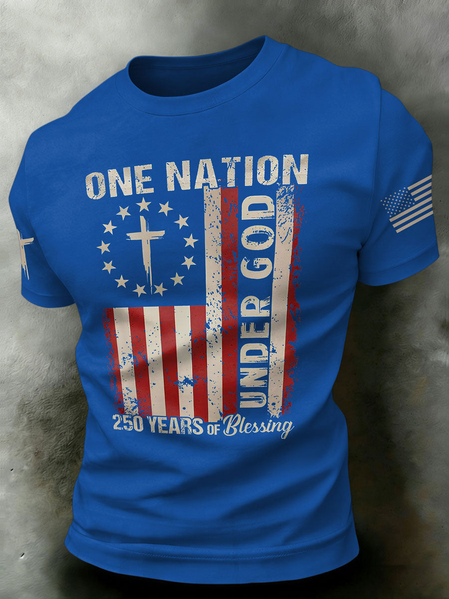 Men'S USA  Independence Day   Faith Art Printed T-Shirt