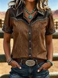 Women's Retro Western Art Printed Shirt
