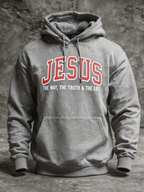 Retro Jesus Print Men'S Hooded Sweatshirt