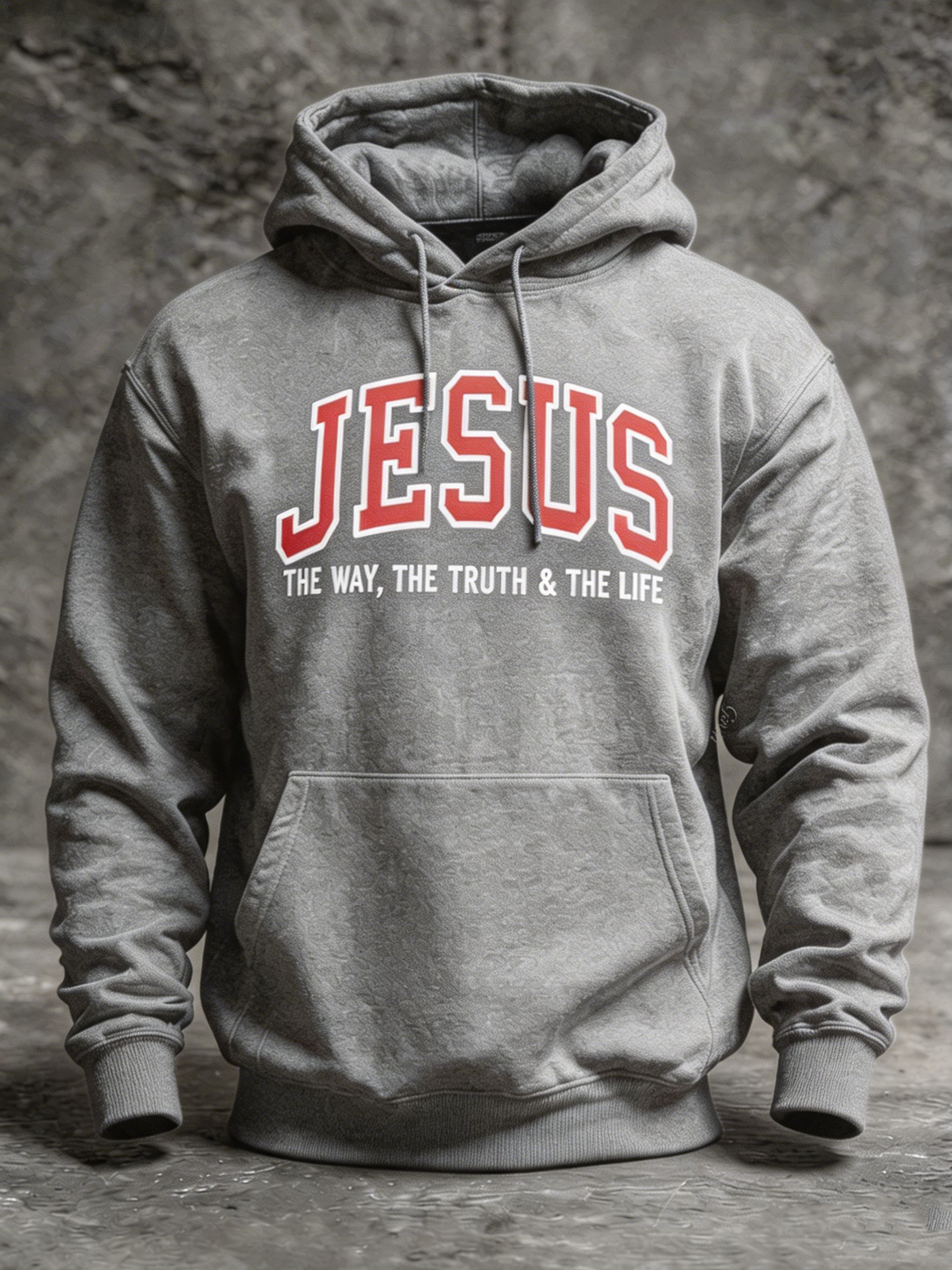 Retro Jesus Print Men'S Hooded Sweatshirt
