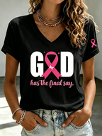 Women'S Breast Cancer Awareness  Printed Casual T-Shirt