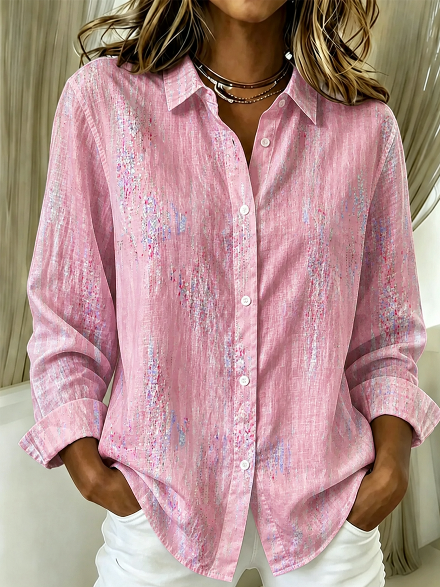 Women's Pink Plaid Print Casual Shirt