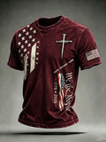Men'S USA  Independence Day   Faith Art Printed T-Shirt