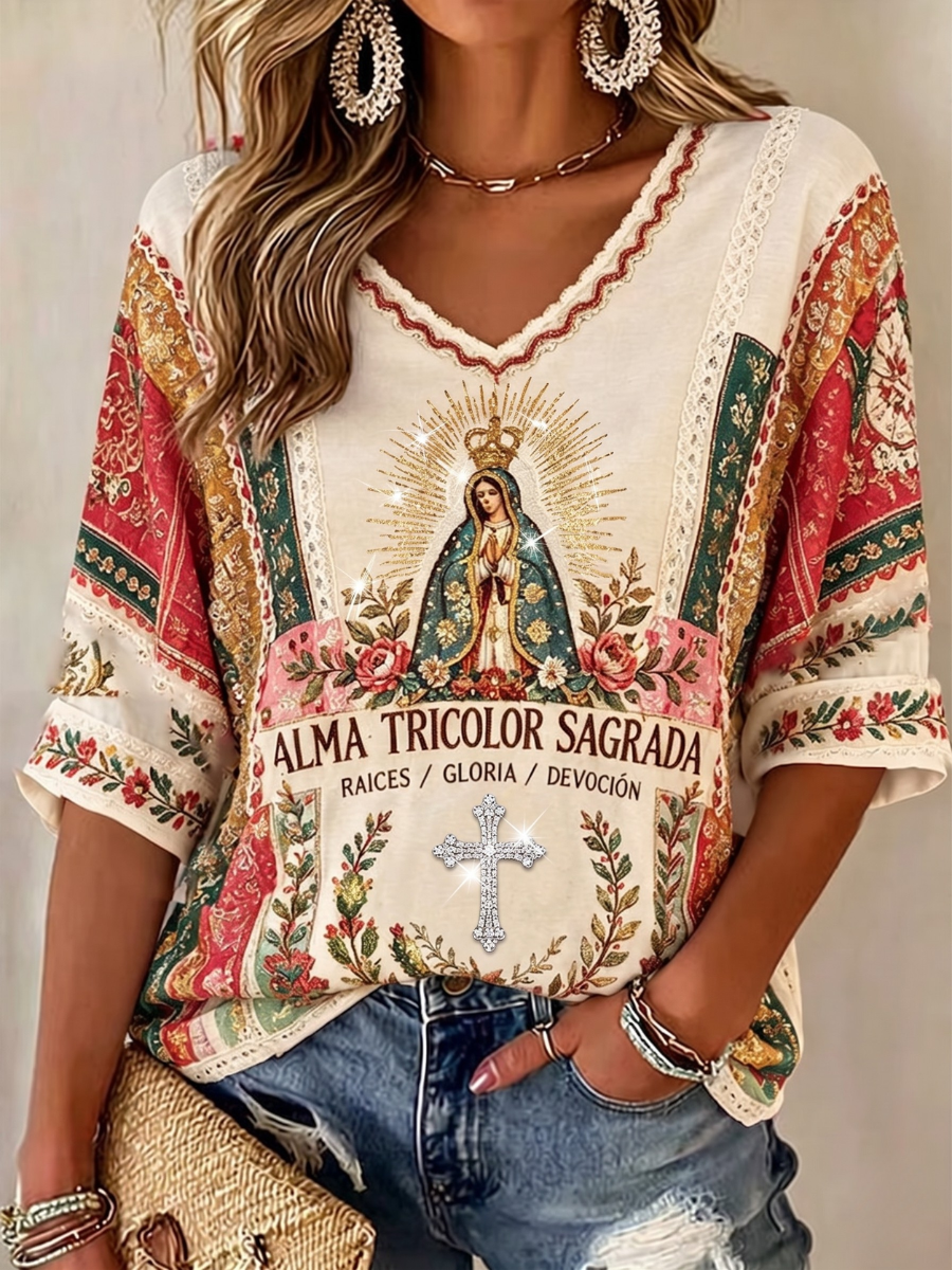 Women's Faith Cross Printed Casual T-shirt