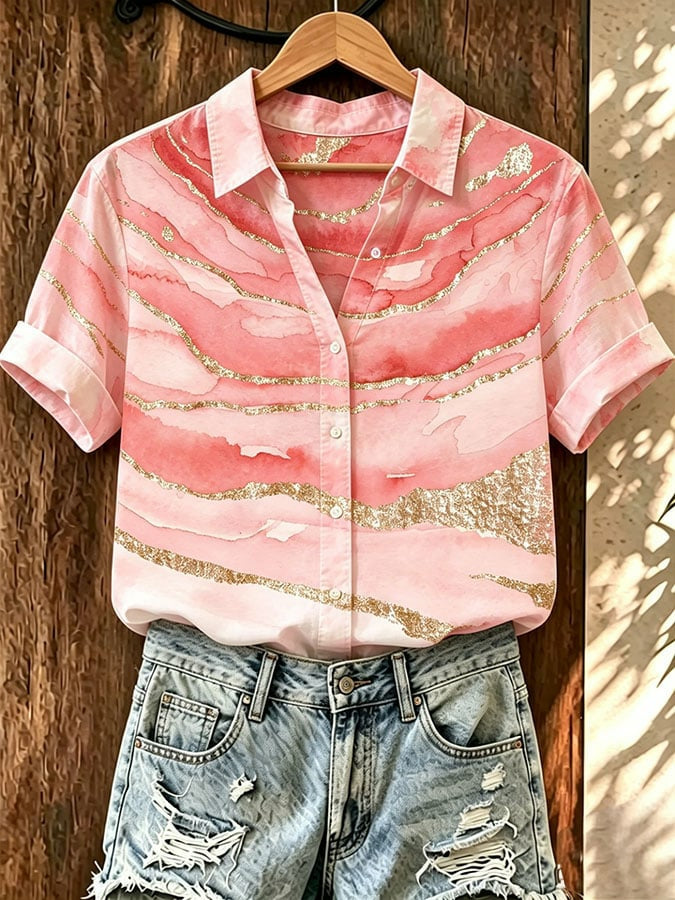 Women's casual pink art shirt