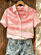 Women's casual pink art shirt