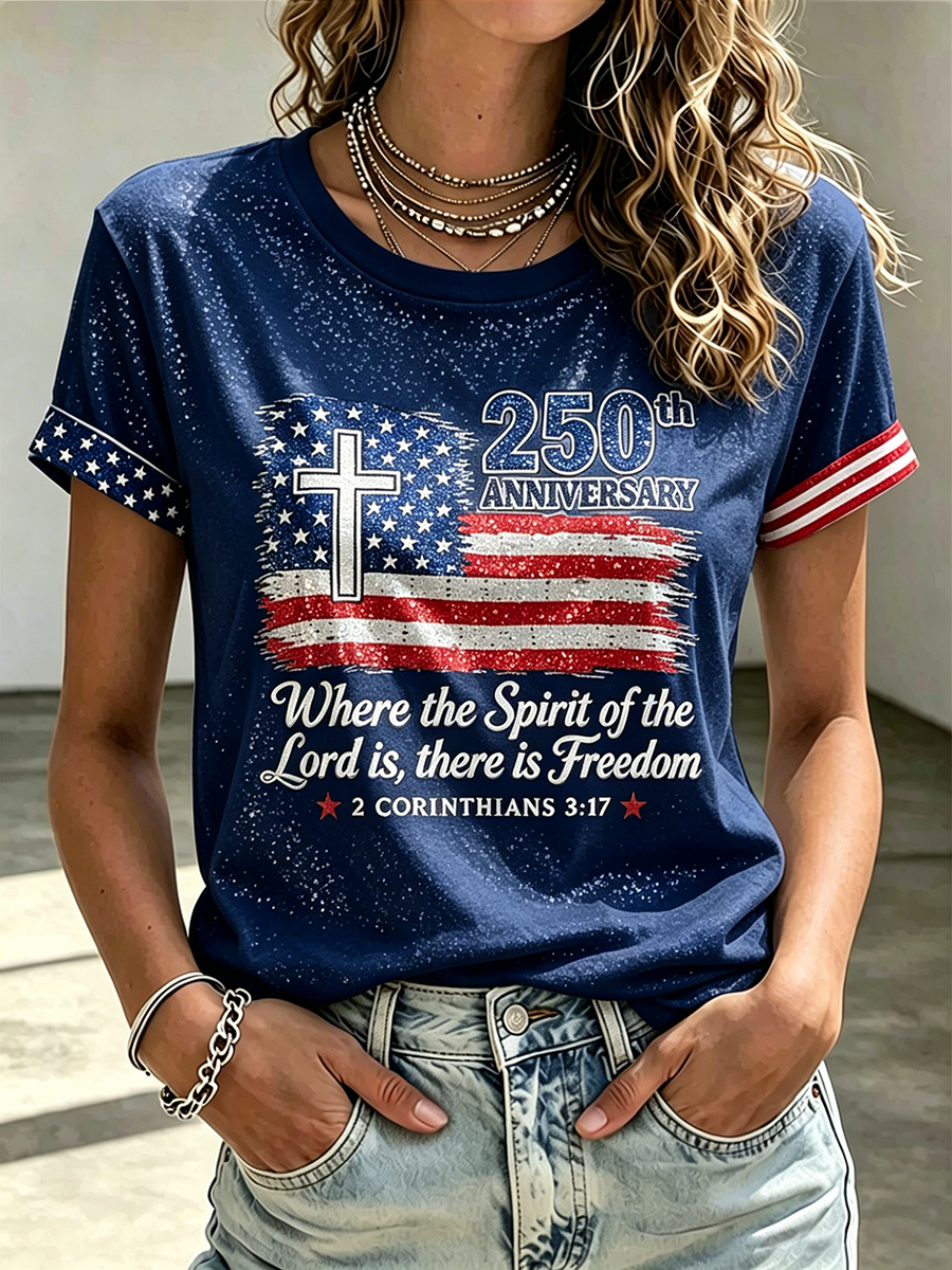 250Th Anniversary Commemorative Faith Printed Round Neck Top In The United States