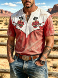 Men'S Western Retro Embroidered Short Sleeved Shirt