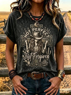 Women'S Western-Style Retro Faith Print  T-Shirt