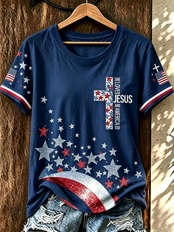 Women'S American 250 Cross Printed Short Sleeved Shirt