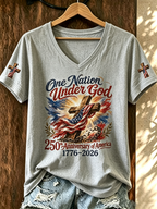 250Th Anniversary Flag Commemorative Casual V-Neck T-Shirt For The United States
