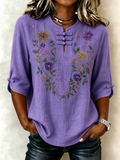 Women's Floral Casual Button Top