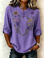 Women's Floral Casual Button Top