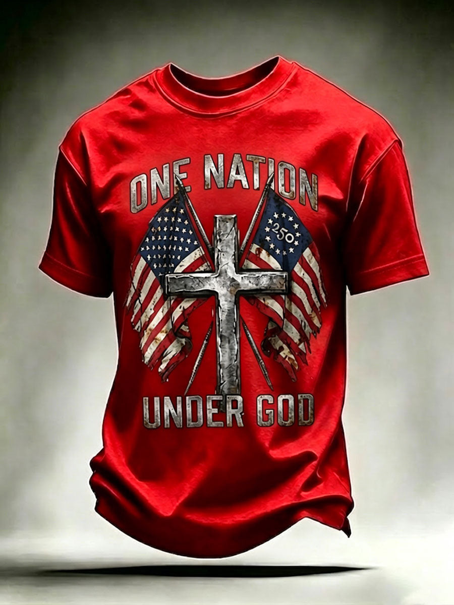 Men'S USA  Independence Day   Faith Art Printed T-Shirt