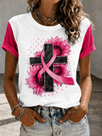 Women'S Faith Breast Cancer Publicity Print Short Sleeve T-Shirt