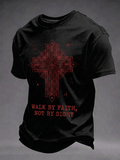 Men's Faith Cross Printed Casual T-Shirt