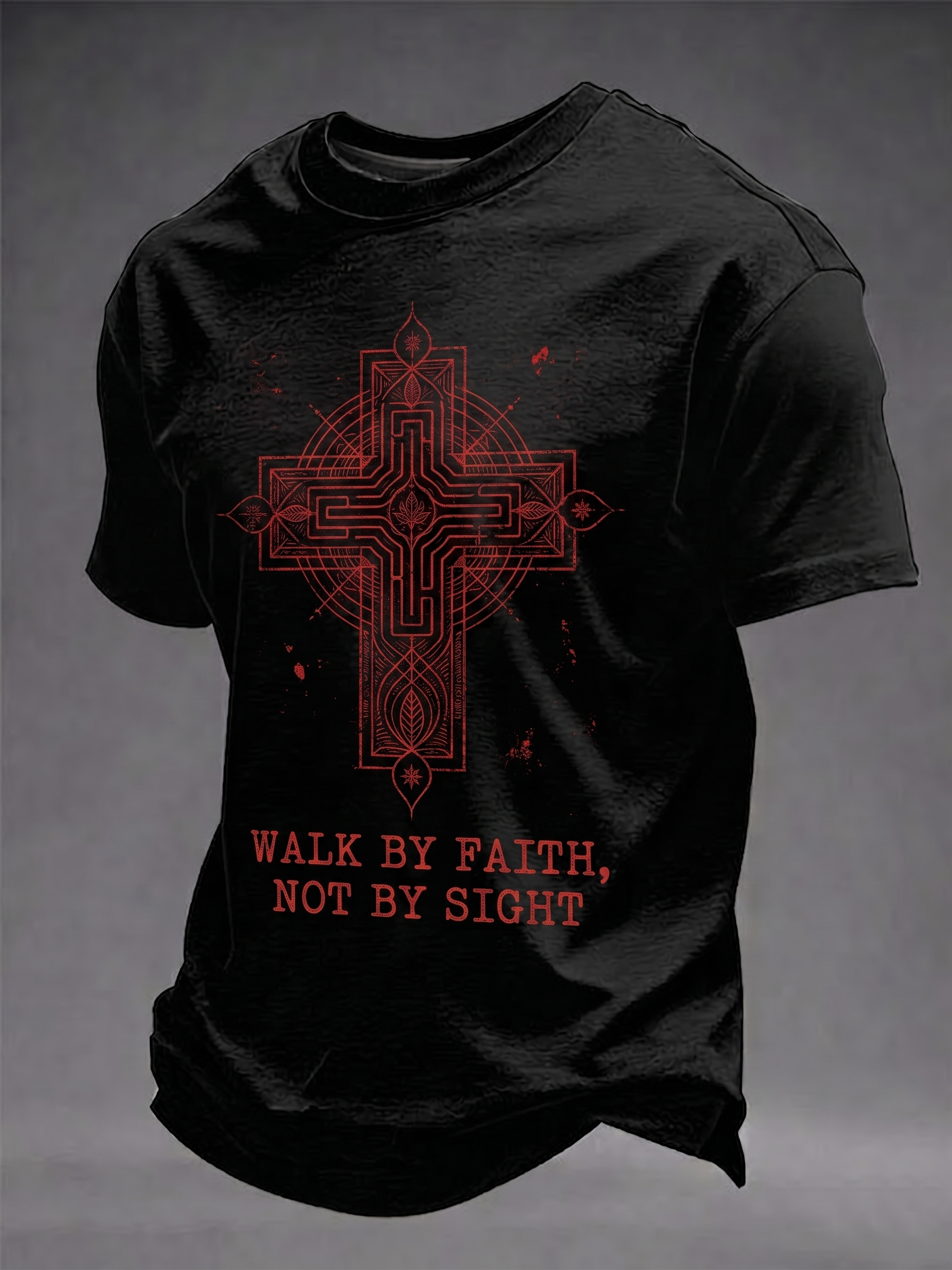 Men's Faith Cross Printed Casual T-Shirt