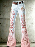 Women'S Flower Cross Patterned Flared Pants