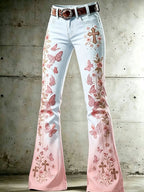 Women'S Flower Cross Patterned Flared Pants
