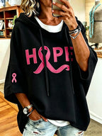Women'S Vintage Breast Cancer Ribbon Print Hoodie
