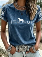 Women'S Western Style Animal Round Neck T-Shirt