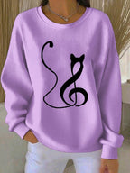 Women'S Cat Print Casual Sweatshirt
