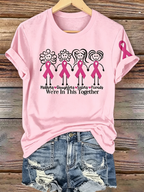 Pink Series Disease Health Awareness Public Welfare Printed Round Neck T-Shirt
