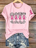 Pink Series Disease Health Awareness Public Welfare Printed Round Neck T-Shirt