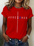 Women'S Jesus Saves Printed Casual T-Shirt