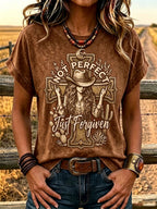 Women'S Western-Style Retro Faith Print  T-Shirt