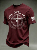 Men's Retro Faith Eagle Wash Printed Art T-shirt