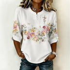 Women'S Retro Faith Flower Art Cotton And Hemp Printing Design Casual T-Shirt