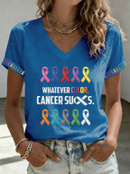 Women'S Cancer Sucks Print Short-Sleeve T-Shirt
