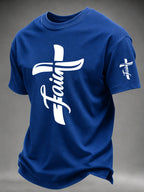 Men'S Faith Cross Christian Printed T-Shirt,