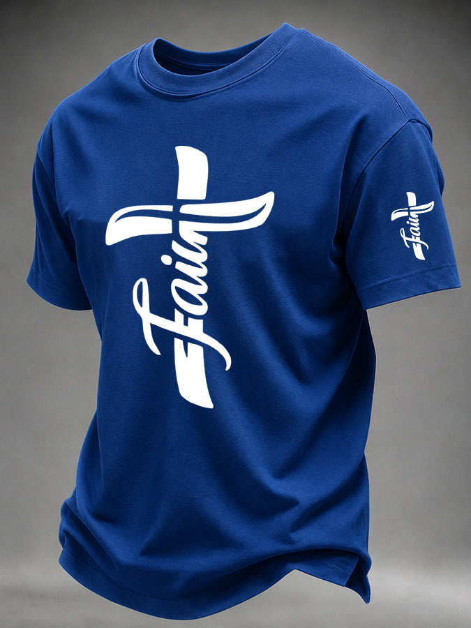 Men'S Faith Cross Christian Printed T-Shirt,
