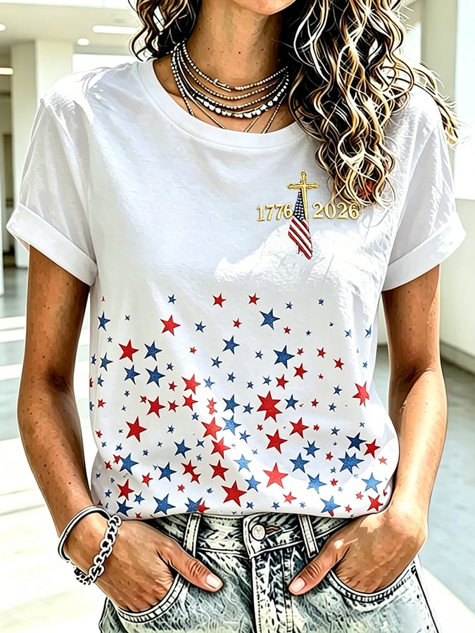 Women's America 250 1776-2026 Freedom Faith Print T-shirt