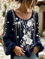 Women'S Casual Plant Flower Art Pattern Printed Top