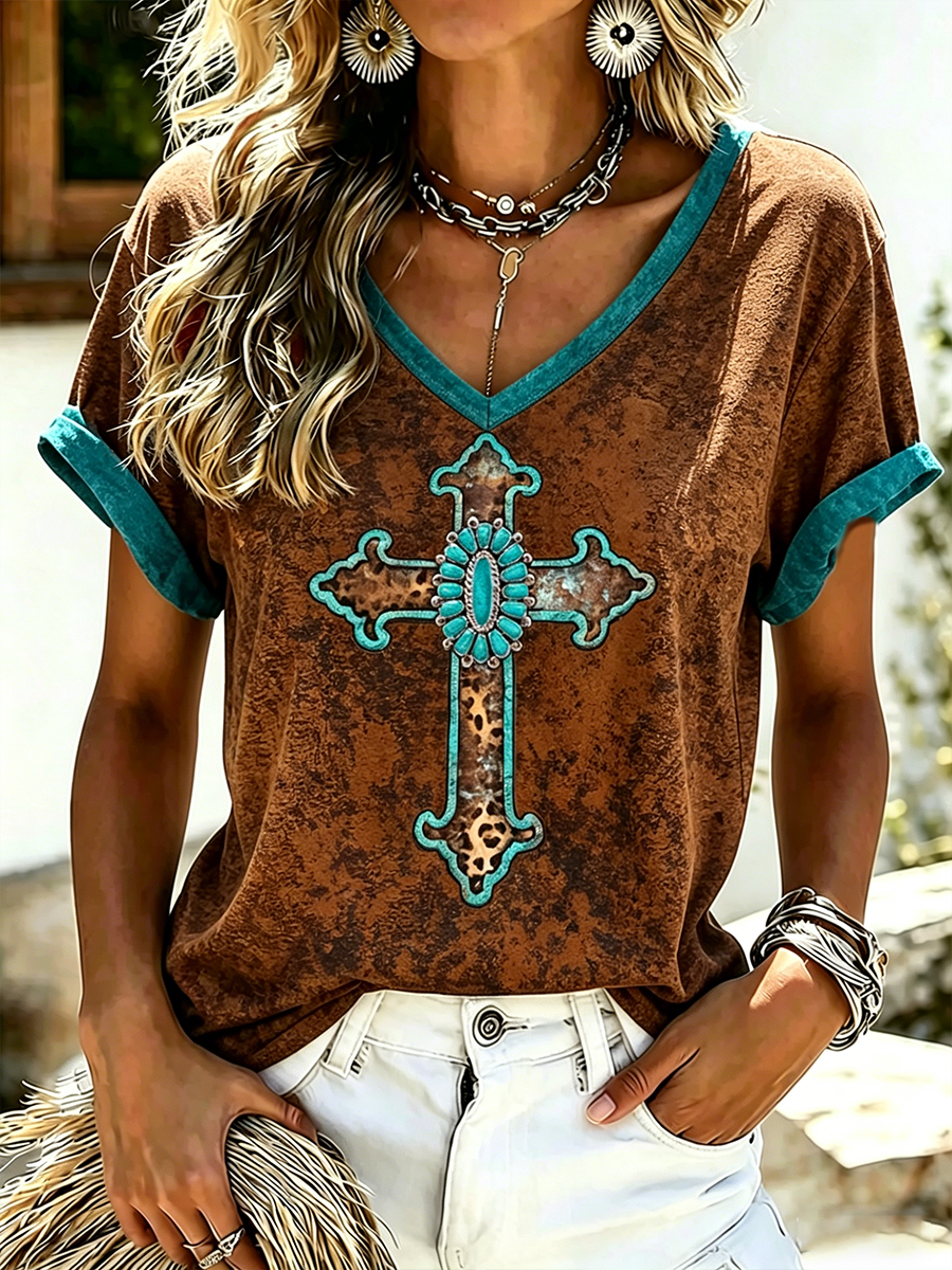 Women's Retro Western Cross T-shirt