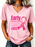 Women'S Mental Health Breast Cancer Theme Printed Casual T-Shirt