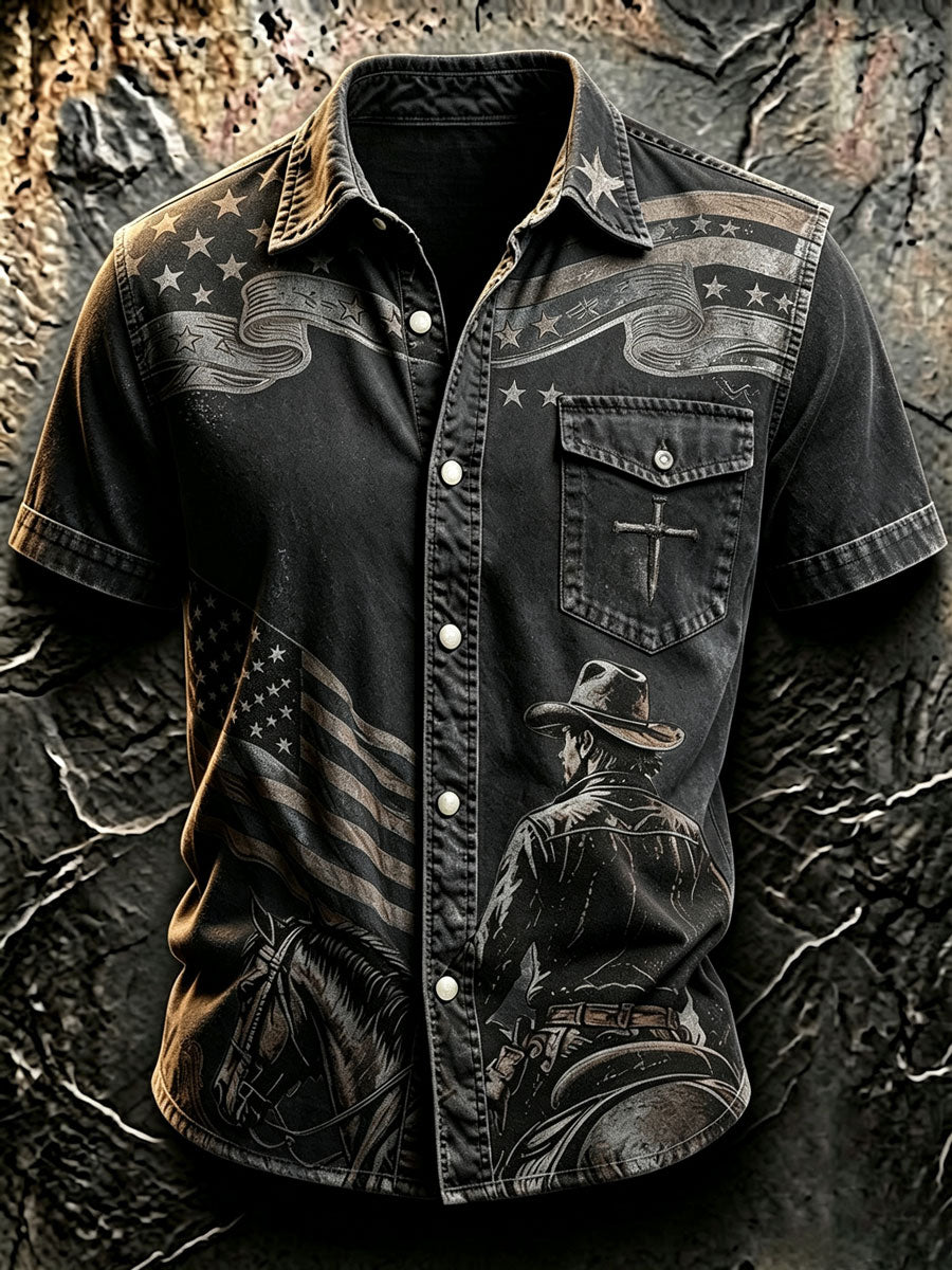 Men'S Western-Style Faith Short-Sleeved Shirt
