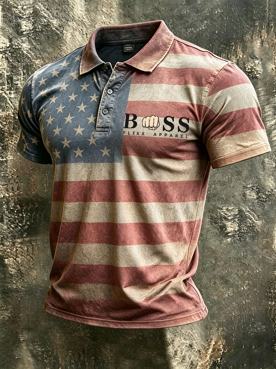 Men's American Red, White, and Blue Polo Shirt