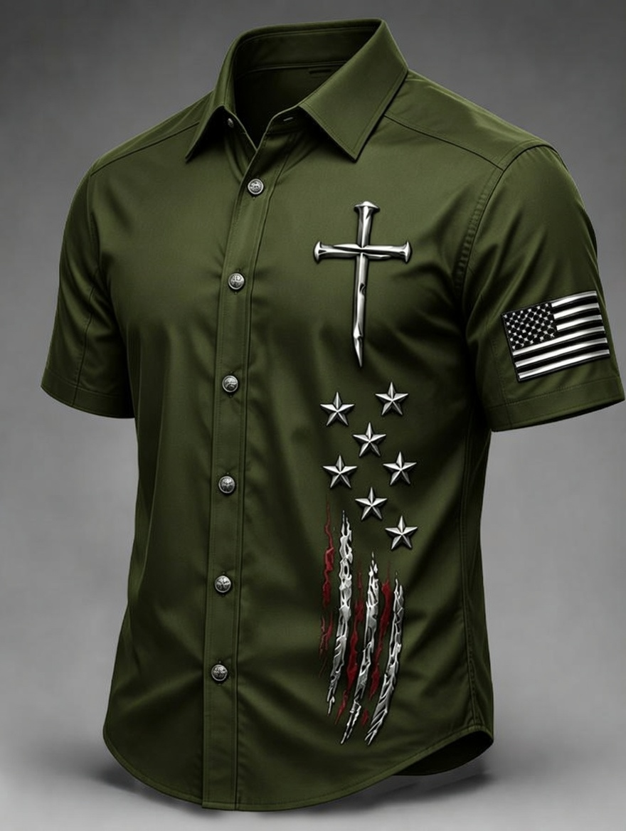 Men's Faith patriotic printed casual shirt