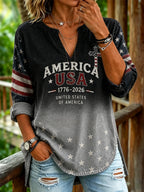 Women's Casual USA 250th Celebration Print Top