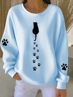 Women'S Simple Pen Cute Cat Paw Print Casual Texture Sportswear