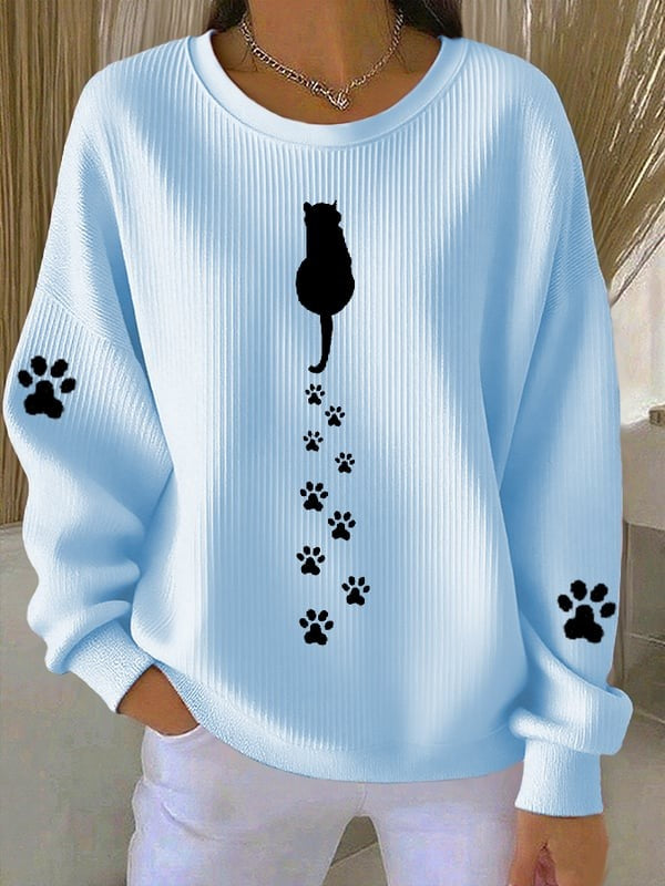 Women'S Simple Pen Cute Cat Paw Print Casual Texture Sportswear