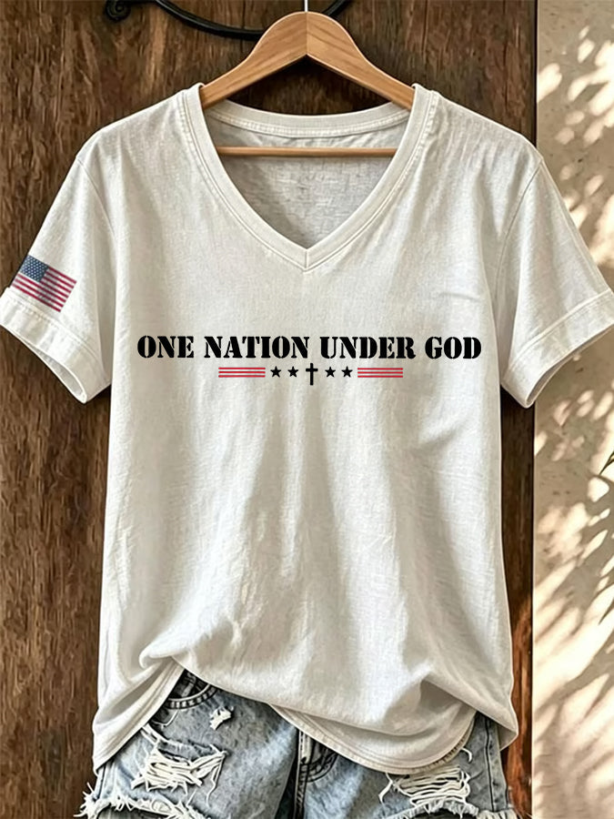 Women's ���ONE NATION UNDER GOD��� Printed T-shirt