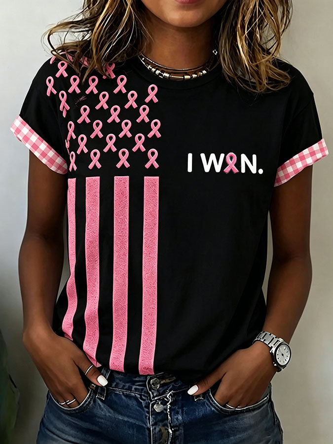 Women'S Breast Cancer Awareness Printed Casual T-Shirt