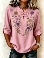 Women's Floral Casual Button Top