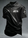 Men's Vintage Faith-Print Casual Polo Shirt